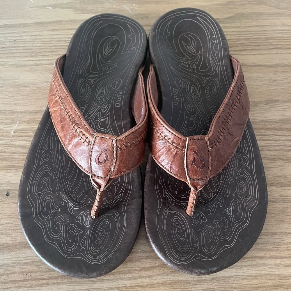 Mens Hiapo Leather Beach Sandals EUC Mens 11 OluKai